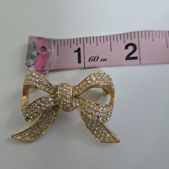 Vintage Rhinestone Crystal Bow Stamped 1734 1.5"x1" - Picture 3 of 5